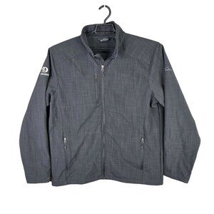 Mens Eddie Bauer Gray Full Zip Jacket 100% Polyester Dolese Fleece Lining XL